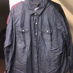 Long sleeved denim button down shirt